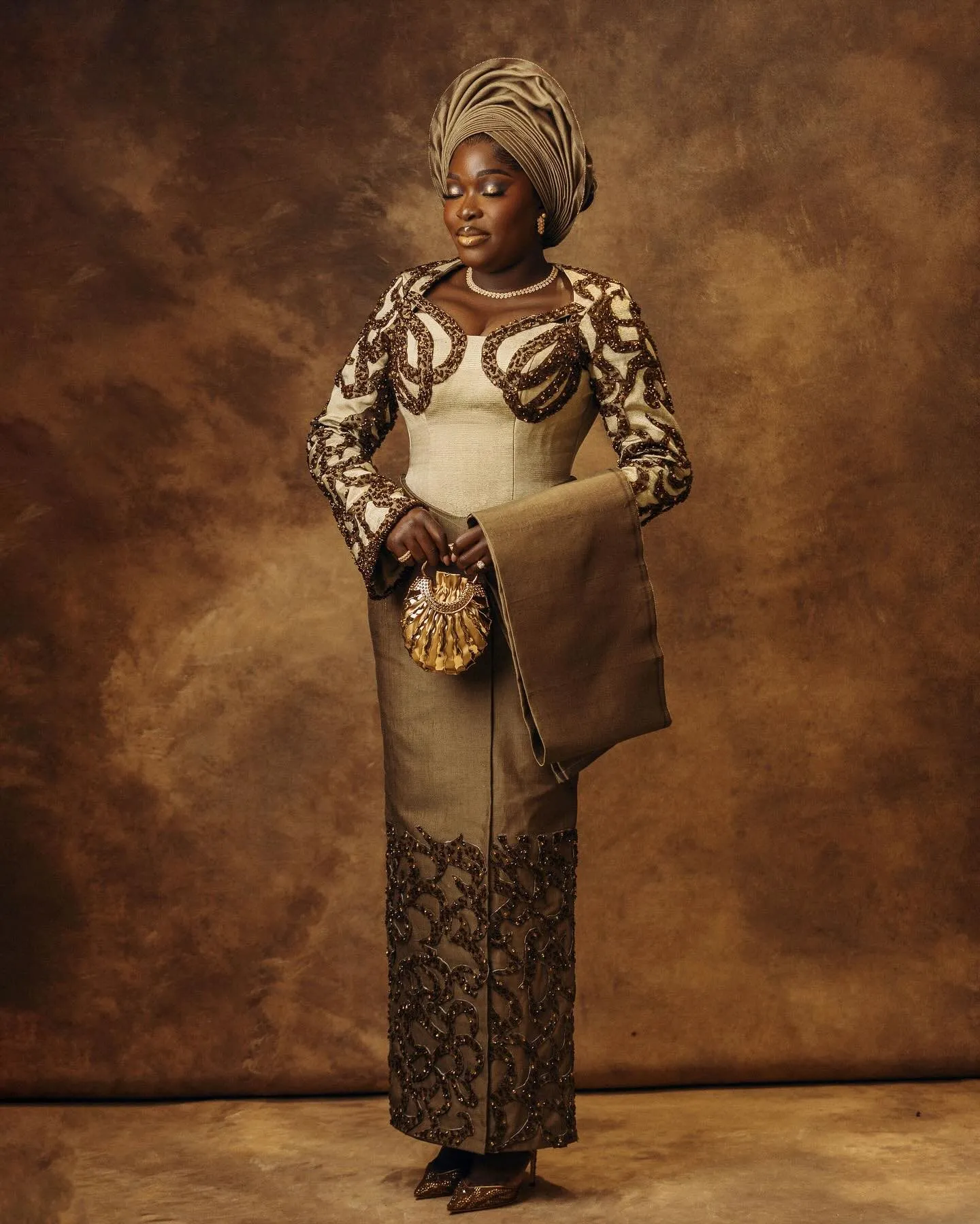 Bride standing full length in her traditional look