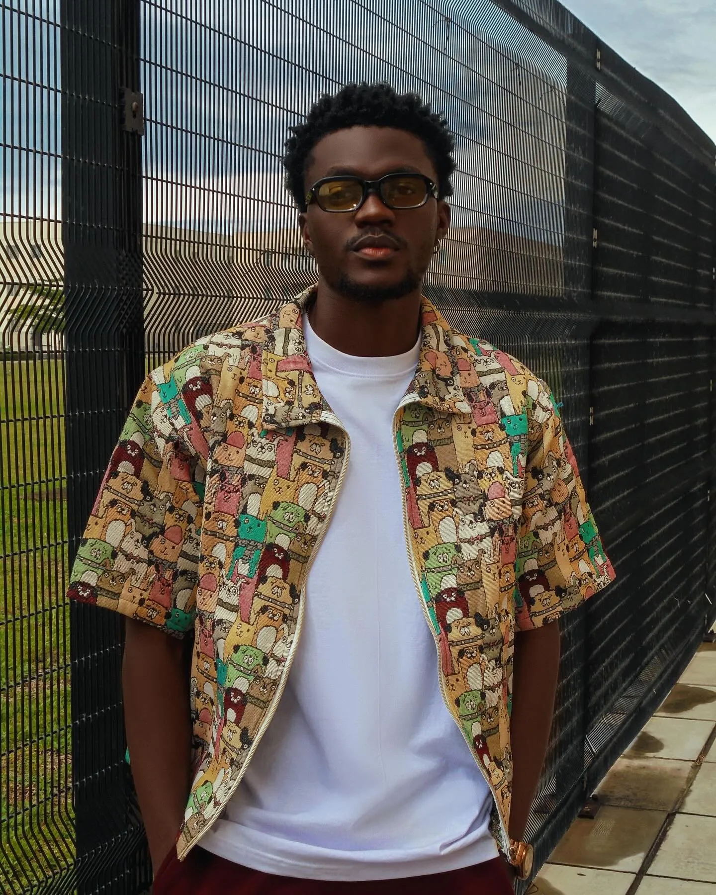 Desanmi in a printed short-sleeve shirt